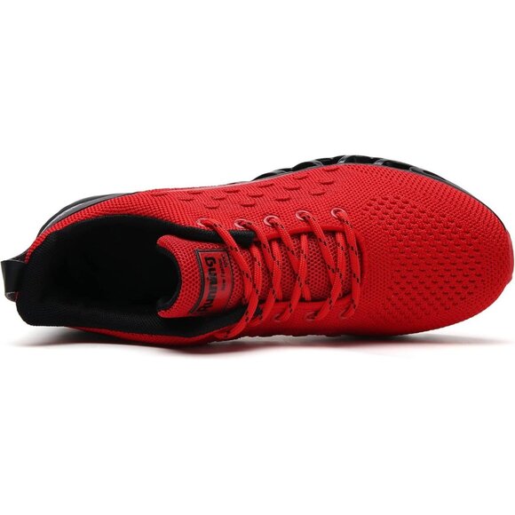 Women's Red Walking Running Tennis Non Slip Athletic Sneakers Shoes - Picture 2 of 5